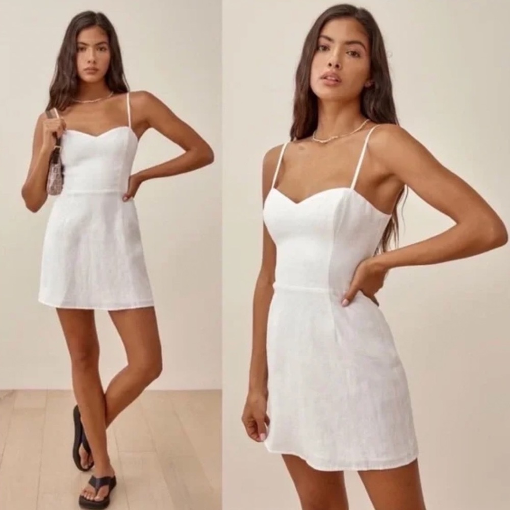Reformation Rourke White Linen Dress